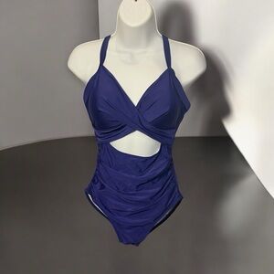 Eomenie Women’s Metallic Cut-Out One-Piece Swimsuit – Size S (New with Tags)